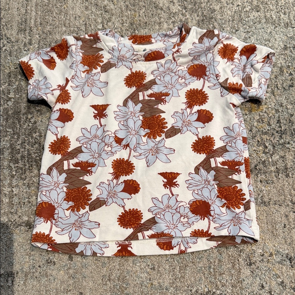 Kate Quinn Kids Floral Tee in Cream and Brown